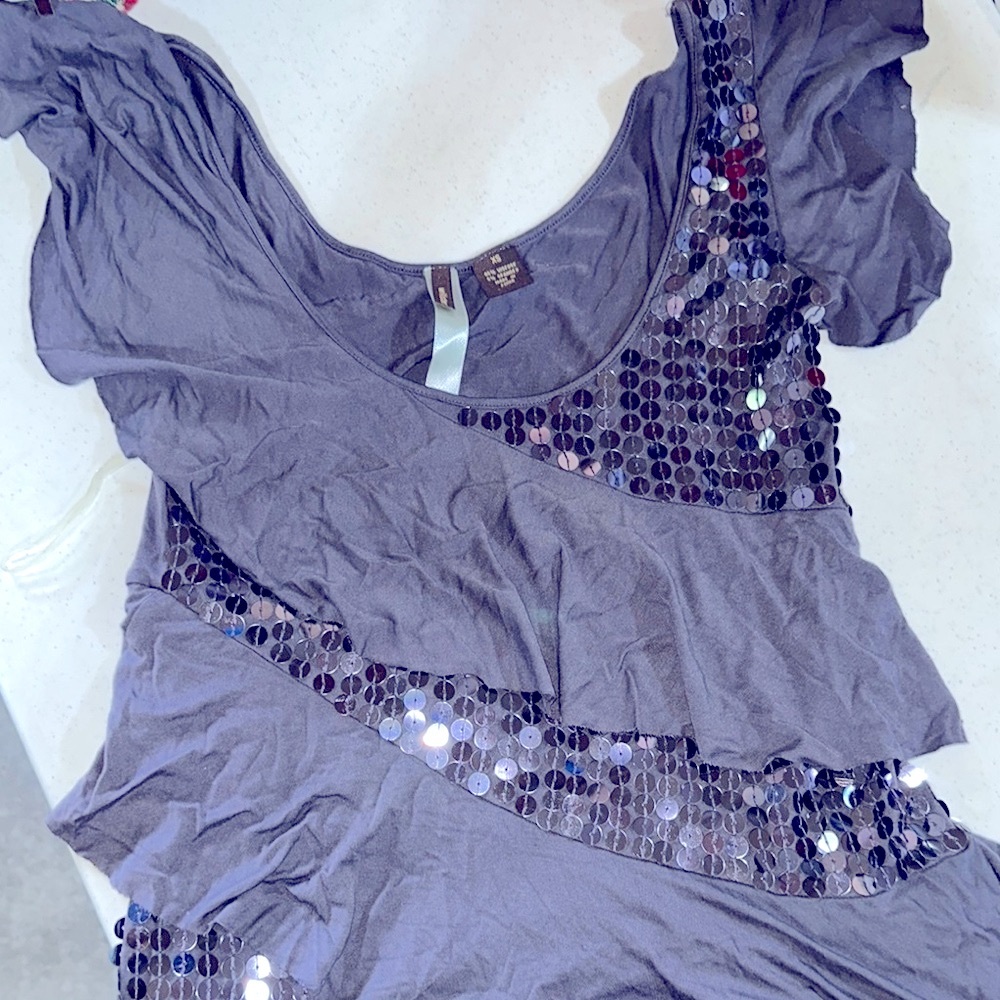 Sequin Flutter Sleeve Blouse